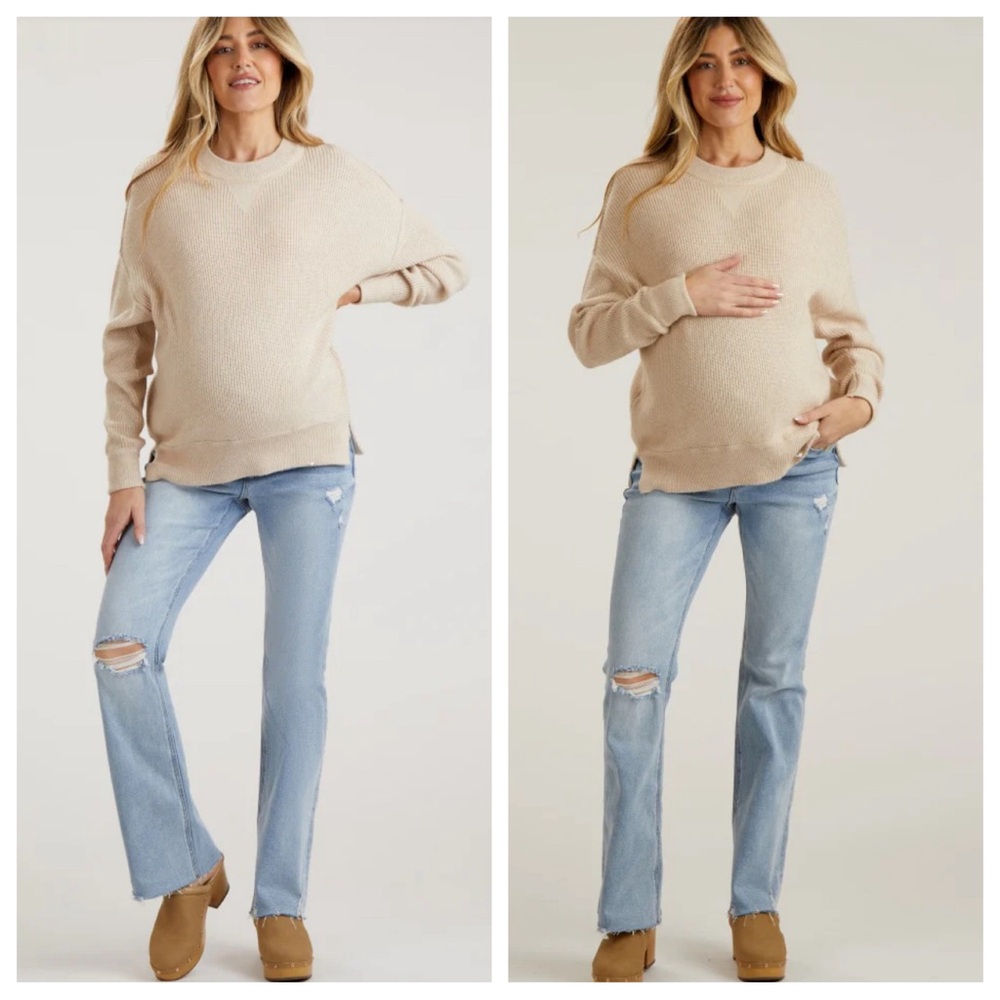 Pinkblush Light Blue Distressed Bootcut Maternity Jeans